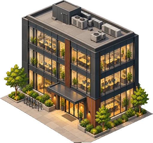 A small modern office building.
